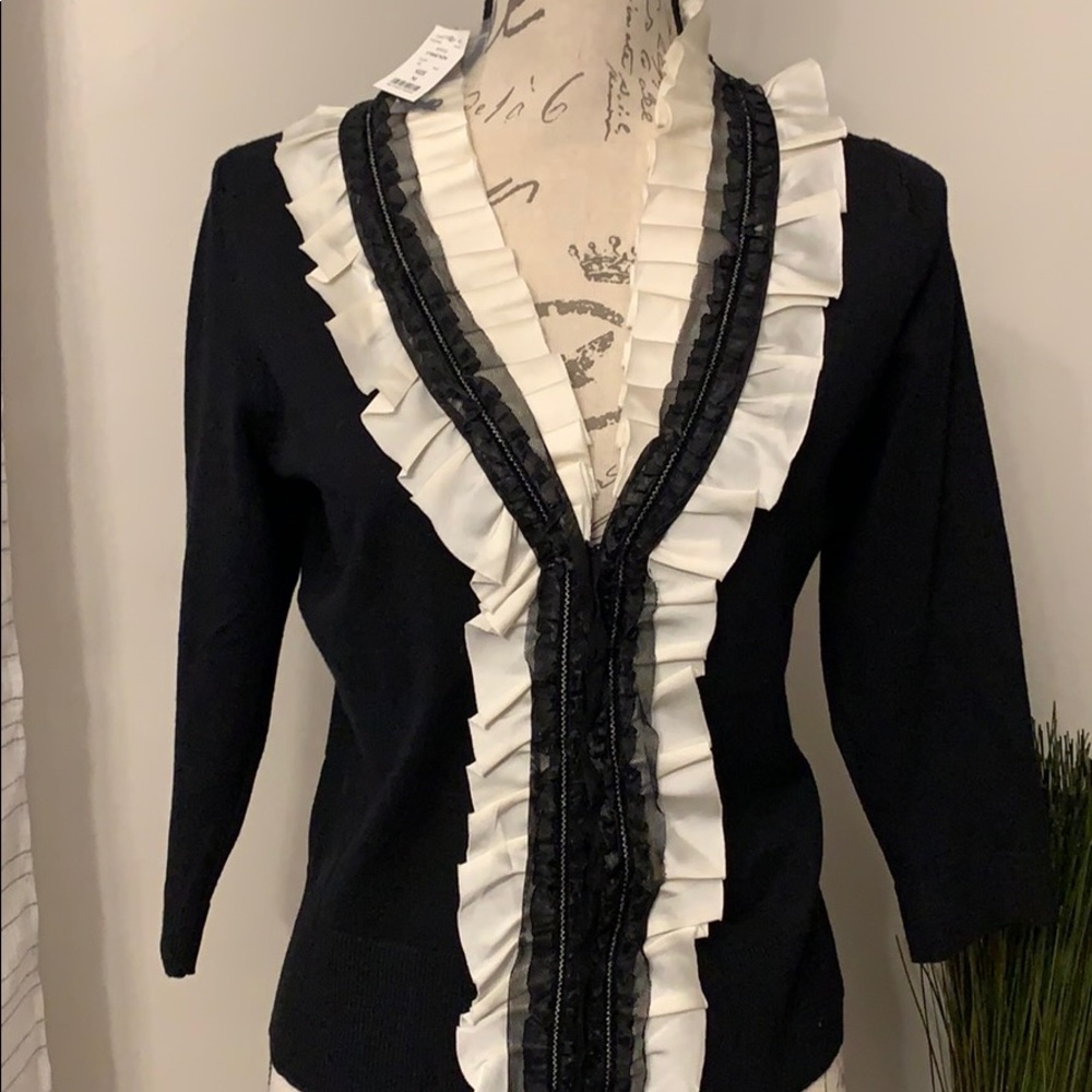 WHBM Black and Off White Cardigan Size Medium